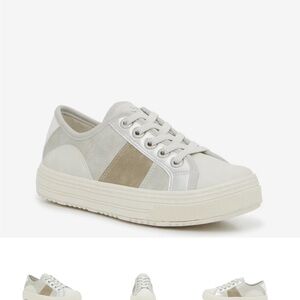 Blowfish White and Tan Sneakers with Low-Top Design
